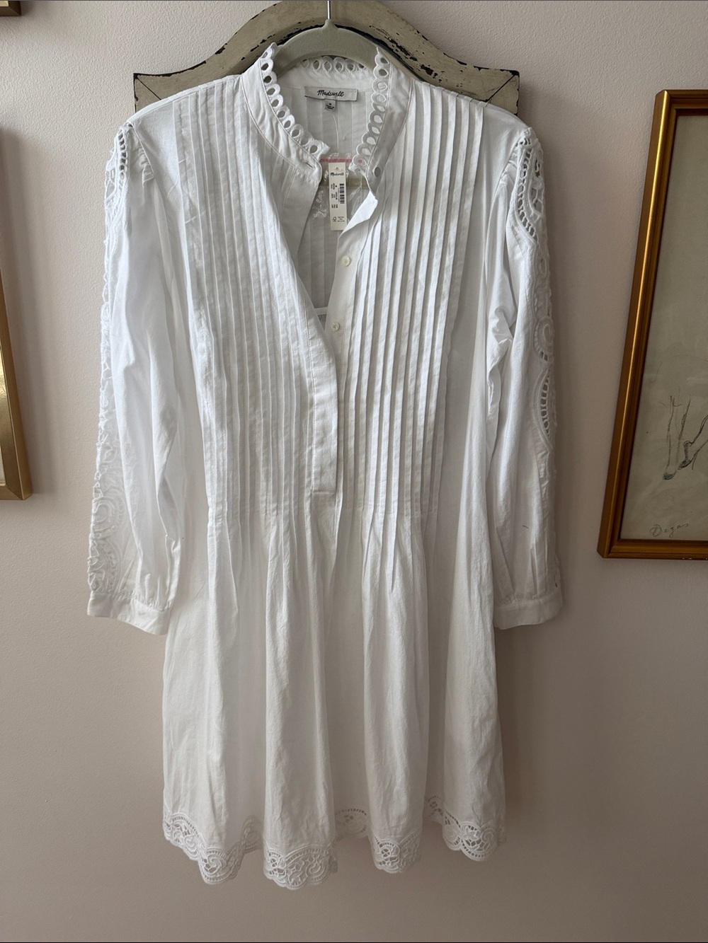 Madewell Pintucked Eyelet Mini Dress - Picture 1 of 7
